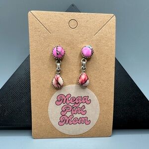 Cotton Candy Dahlia Rose Dahlia Turquoise Sterling Silver 925 Earrings Handmade